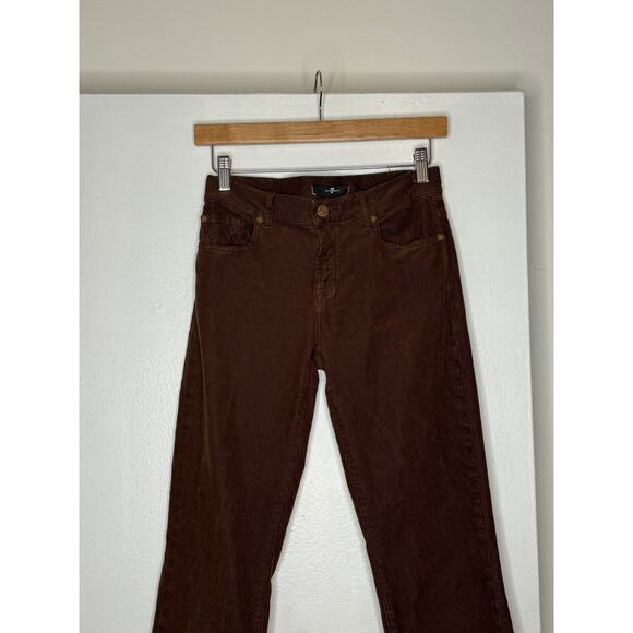 7 For All Mankind Brown Corduroy Bell Bottom Mid-rise Flared Jeans - Picture 5 of 16